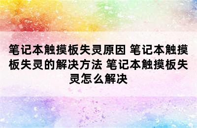 笔记本触摸板失灵原因 笔记本触摸板失灵的解决方法 笔记本触摸板失灵怎么解决